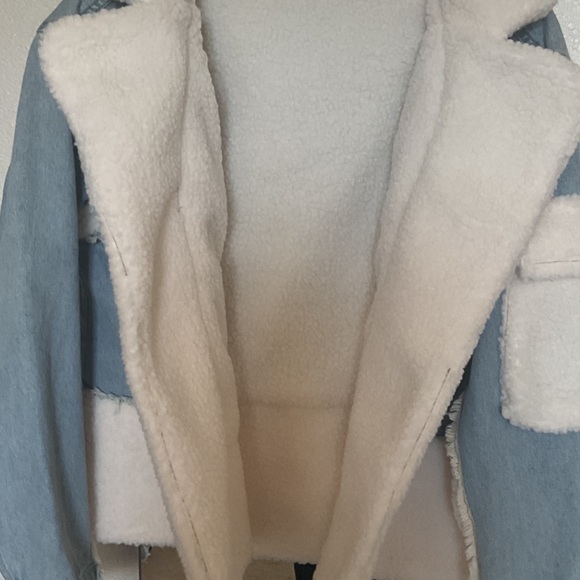 BiBi Light Blue Denim Jacket with Cream Faux Fur - Picture 5 of 5